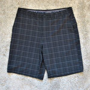 PGA Tour Men's Black Gray Motionflux 360 Stretch Active Waistband Shorts Size 36